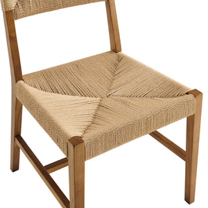 Modway Furniture Bodie Elm Wood Dining Chairs with Woven Paper Rope Seats for Farmhouse Tables Set Brown EEI-7899-NAT-NAT