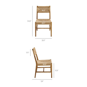 Modway Furniture Bodie Elm Wood Dining Chairs with Woven Paper Rope Seats for Farmhouse Tables Set Brown EEI-7899-NAT-NAT