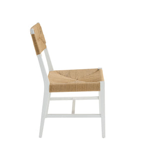 Modway Furniture Bodie Elm Wood Dining Chairs with Woven Paper Rope Seats for Farmhouse Tables Set White EEI-7899-WHI-NAT