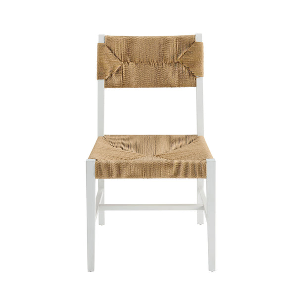 Modway Furniture Bodie Elm Wood Dining Chairs with Woven Paper Rope Seats for Farmhouse Tables Set White EEI-7899-WHI-NAT