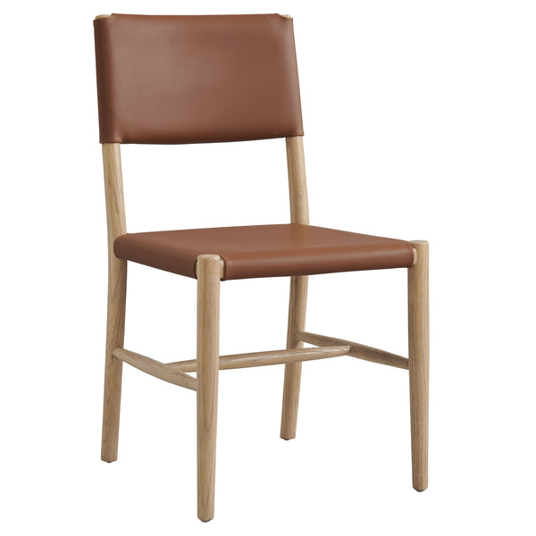 Modway Furniture Dover Elm Wood Vegan Leather Dining Chair Mid-Century Modern Farmhouse Seating EEI-7900-NAT-SDL