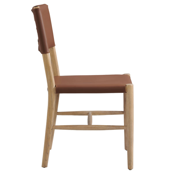 Modway Furniture Dover Elm Wood Vegan Leather Dining Chair Mid-Century Modern Farmhouse Seating EEI-7900-NAT-SDL