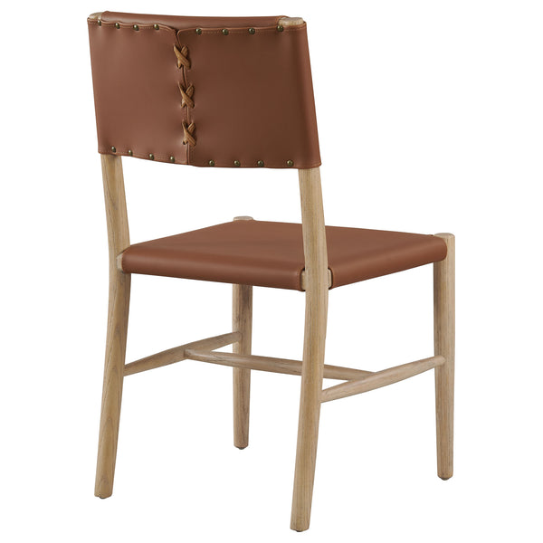 Modway Furniture Dover Elm Wood Vegan Leather Dining Chair Mid-Century Modern Farmhouse Seating EEI-7900-NAT-SDL