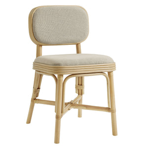 Modway Furniture Bahari Woven Rattan Upholstered Dining Chair Bohemian Coastal Armless Seat Brown EEI-7901-NAT-BEI