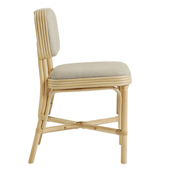 Modway Furniture Bahari Woven Rattan Upholstered Dining Chair Bohemian Coastal Armless Seat Brown EEI-7901-NAT-BEI