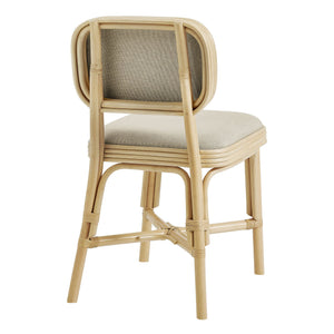Modway Furniture Bahari Woven Rattan Upholstered Dining Chair Bohemian Coastal Armless Seat Brown EEI-7901-NAT-BEI