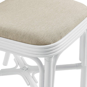 Modway Furniture Bahari Woven Rattan Upholstered Dining Chair Bohemian Coastal Armless Seat White EEI-7901-WHI-LBE