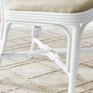 Modway Furniture Bahari Woven Rattan Upholstered Dining Chair Bohemian Coastal Armless Seat White EEI-7901-WHI-LBE