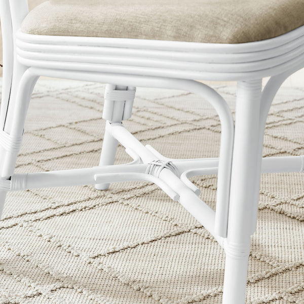 Modway Furniture Bahari Woven Rattan Upholstered Dining Chair Bohemian Coastal Armless Seat White EEI-7901-WHI-LBE