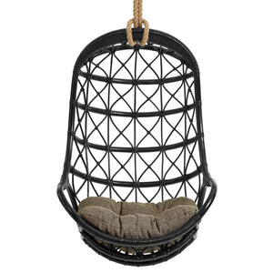 Modway Furniture Tamarind Natural Rattan Basket Hanging Chair with Tufted Cushion for Bohemian Interiors Black EEI-7902-BLK-TAN