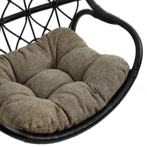 Modway Furniture Tamarind Natural Rattan Basket Hanging Chair with Tufted Cushion for Bohemian Interiors Black EEI-7902-BLK-TAN