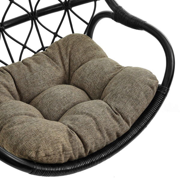Modway Furniture Tamarind Natural Rattan Basket Hanging Chair with Tufted Cushion for Bohemian Interiors Black EEI-7902-BLK-TAN