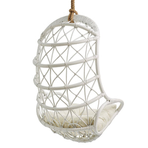 Modway Furniture Tamarind Natural Rattan Basket Hanging Chair with Tufted Cushion for Bohemian Interiors White EEI-7902-WHI-LBE