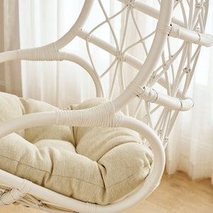 Modway Furniture Tamarind Natural Rattan Basket Hanging Chair with Tufted Cushion for Bohemian Interiors White EEI-7902-WHI-LBE