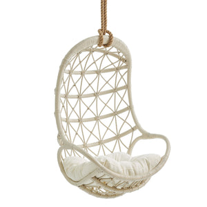 Modway Furniture Tamarind Natural Rattan Basket Hanging Chair with Tufted Cushion for Bohemian Interiors Brown EEI-7903-LTA-WHI