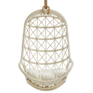 Modway Furniture Tamarind Natural Rattan Basket Hanging Chair with Tufted Cushion for Bohemian Interiors Brown EEI-7903-LTA-WHI