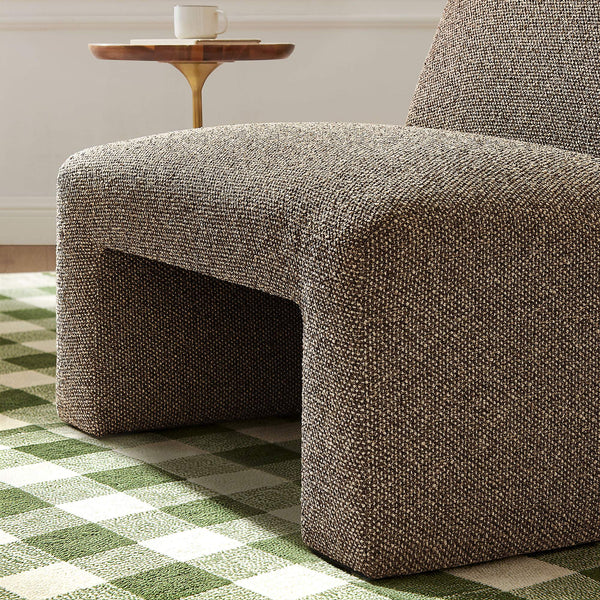 Modway Furniture Amita Boucle Lattice Armless Chair with Curved Back and Sled Base for Modern Rooms Brown - A EEI-7904-ETH