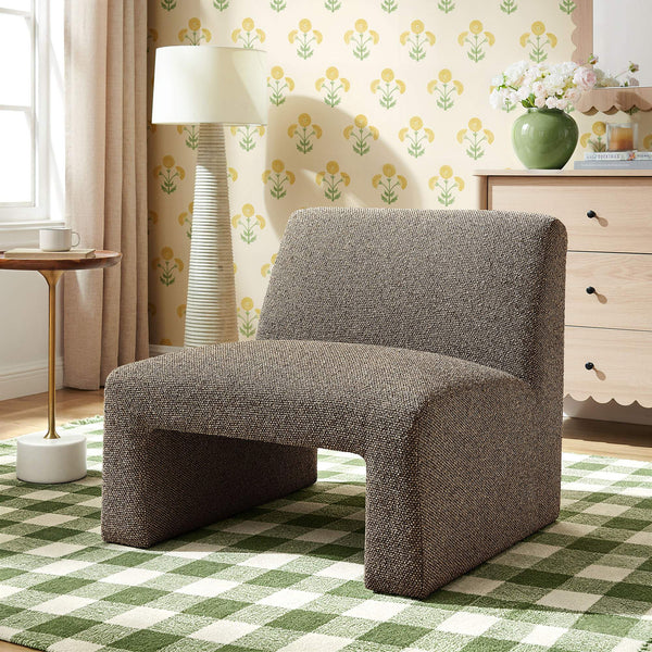 Modway Furniture Amita Boucle Lattice Armless Chair with Curved Back and Sled Base for Modern Rooms Brown - A EEI-7904-ETH