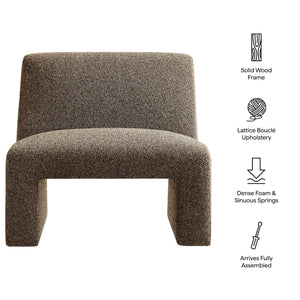 Modway Furniture Amita Boucle Lattice Armless Chair with Curved Back and Sled Base for Modern Rooms Brown - A EEI-7904-ETH