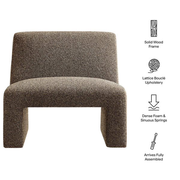 Modway Furniture Amita Boucle Lattice Armless Chair with Curved Back and Sled Base for Modern Rooms Brown - A EEI-7904-ETH