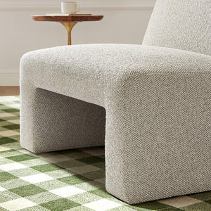 Modway Furniture Amita Boucle Lattice Armless Chair with Curved Back and Sled Base for Modern Rooms Brown - B EEI-7904-MRB