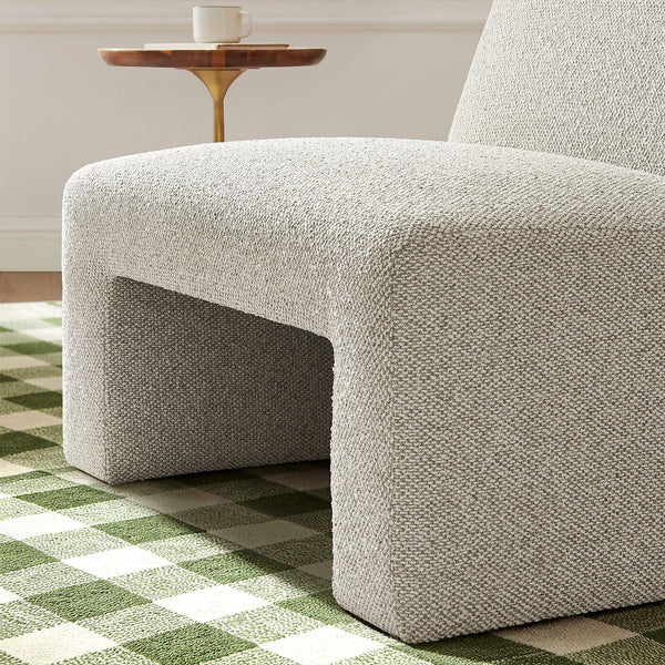 Modway Furniture Amita Boucle Lattice Armless Chair with Curved Back and Sled Base for Modern Rooms Brown - B EEI-7904-MRB