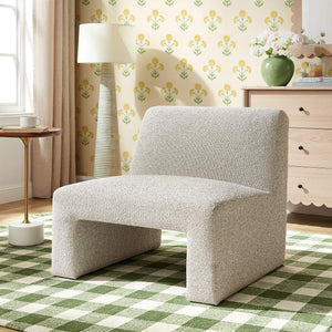 Modway Furniture Amita Boucle Lattice Armless Chair with Curved Back and Sled Base for Modern Rooms Brown - B EEI-7904-MRB