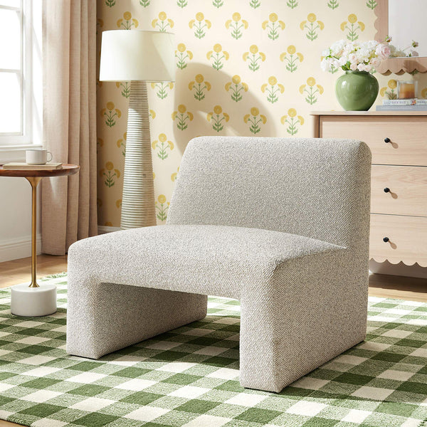 Modway Furniture Amita Boucle Lattice Armless Chair with Curved Back and Sled Base for Modern Rooms Brown - B EEI-7904-MRB