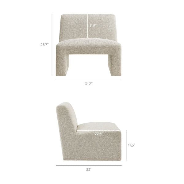 Modway Furniture Amita Boucle Lattice Armless Chair with Curved Back and Sled Base for Modern Rooms Brown - B EEI-7904-MRB