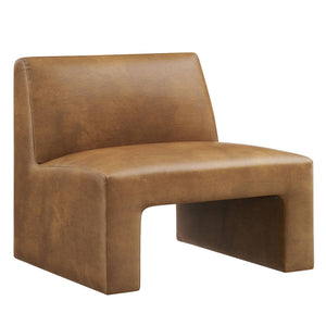Modway Furniture Amita Vegan Leather Armless Accent Chair with Sculptural Sled Base for Modern Interiors Orange EEI-7905-CYN