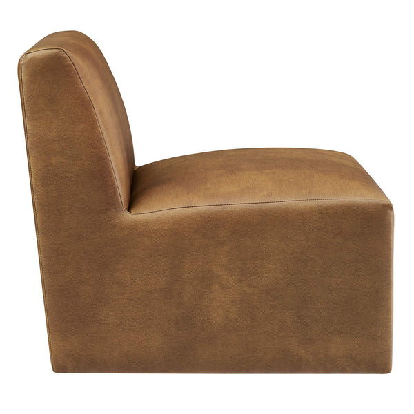 Modway Furniture Amita Vegan Leather Armless Accent Chair with Sculptural Sled Base for Modern Interiors Orange EEI-7905-CYN