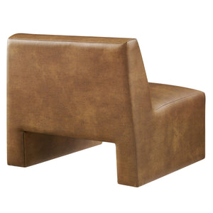 Modway Furniture Amita Vegan Leather Armless Accent Chair with Sculptural Sled Base for Modern Interiors Orange EEI-7905-CYN