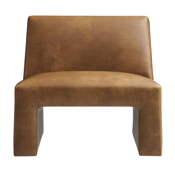 Modway Furniture Amita Vegan Leather Armless Accent Chair with Sculptural Sled Base for Modern Interiors Orange EEI-7905-CYN
