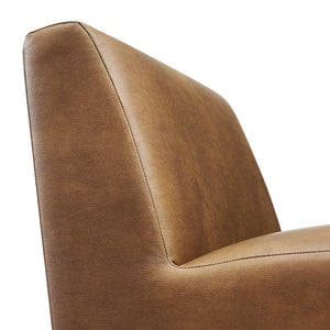Modway Furniture Amita Vegan Leather Armless Accent Chair with Sculptural Sled Base for Modern Interiors Orange EEI-7905-CYN
