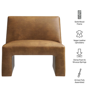 Modway Furniture Amita Vegan Leather Armless Accent Chair with Sculptural Sled Base for Modern Interiors Orange EEI-7905-CYN