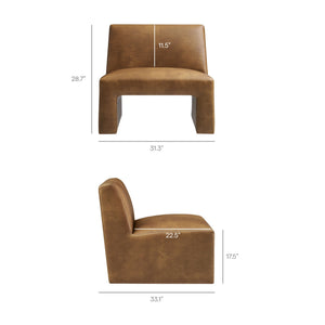 Modway Furniture Amita Vegan Leather Armless Accent Chair with Sculptural Sled Base for Modern Interiors Orange EEI-7905-CYN