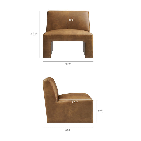 Modway Furniture Amita Vegan Leather Armless Accent Chair with Sculptural Sled Base for Modern Interiors Orange EEI-7905-CYN