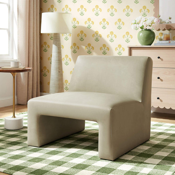 Modway Furniture Amita Vegan Leather Armless Accent Chair with Sculptural Sled Base for Modern Interiors Gray EEI-7905-MNL
