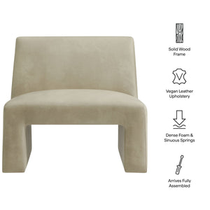 Modway Furniture Amita Vegan Leather Armless Accent Chair with Sculptural Sled Base for Modern Interiors Gray EEI-7905-MNL