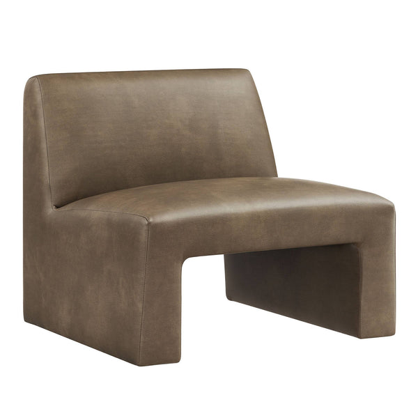 Modway Furniture Amita Vegan Leather Armless Accent Chair with Sculptural Sled Base for Modern Interiors Brown EEI-7905-MUS