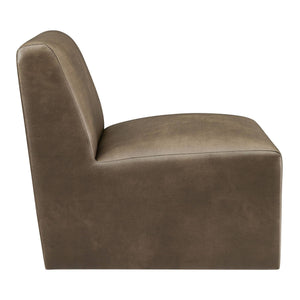 Modway Furniture Amita Vegan Leather Armless Accent Chair with Sculptural Sled Base for Modern Interiors Brown EEI-7905-MUS