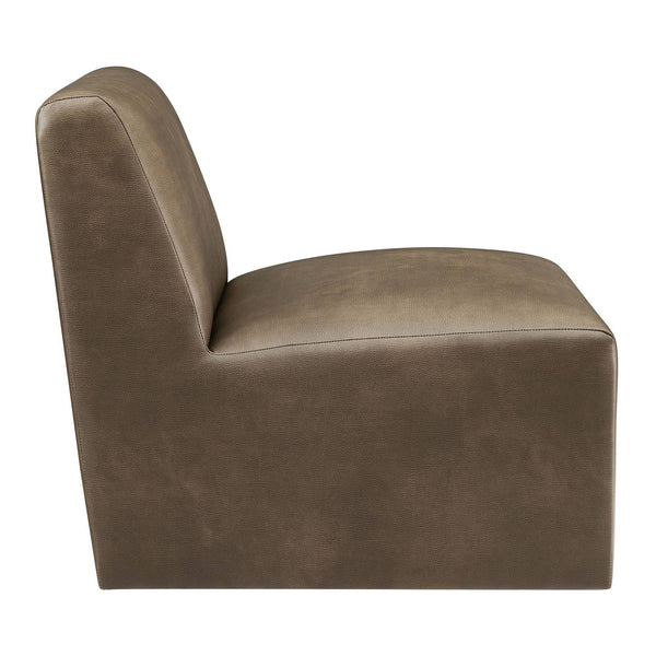 Modway Furniture Amita Vegan Leather Armless Accent Chair with Sculptural Sled Base for Modern Interiors Brown EEI-7905-MUS