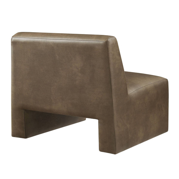 Modway Furniture Amita Vegan Leather Armless Accent Chair with Sculptural Sled Base for Modern Interiors Brown EEI-7905-MUS