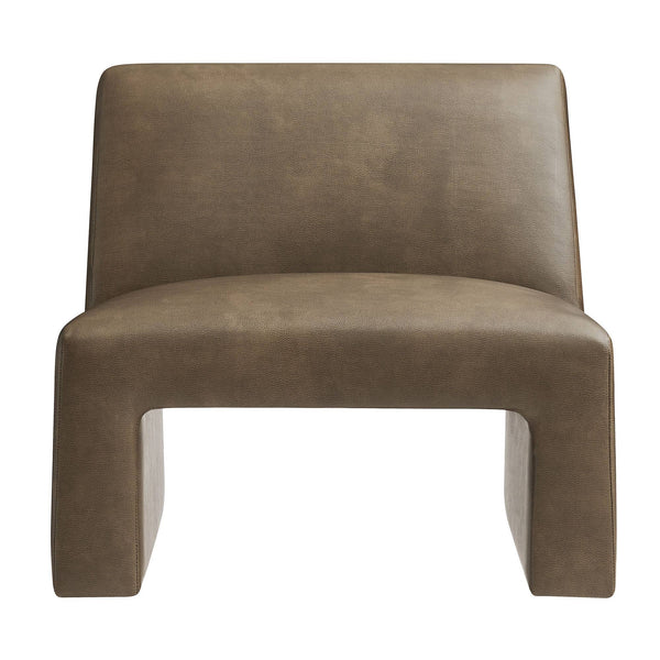 Modway Furniture Amita Vegan Leather Armless Accent Chair with Sculptural Sled Base for Modern Interiors Brown EEI-7905-MUS