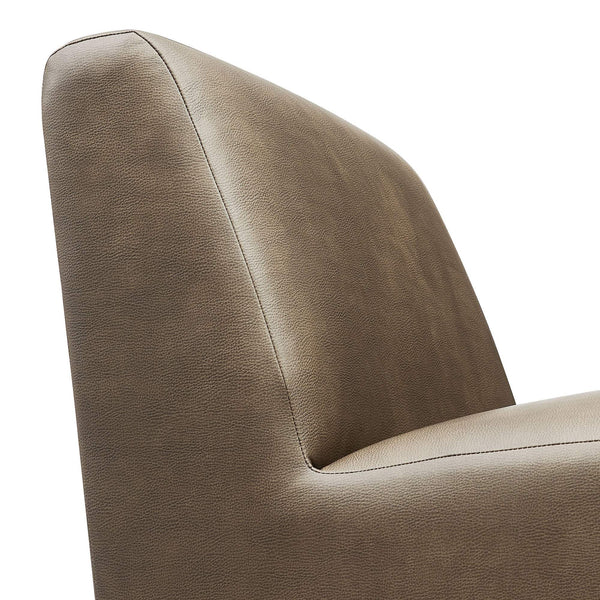 Modway Furniture Amita Vegan Leather Armless Accent Chair with Sculptural Sled Base for Modern Interiors Brown EEI-7905-MUS