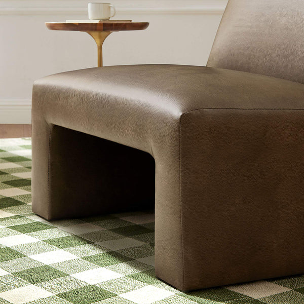 Modway Furniture Amita Vegan Leather Armless Accent Chair with Sculptural Sled Base for Modern Interiors Brown EEI-7905-MUS