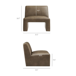 Modway Furniture Amita Vegan Leather Armless Accent Chair with Sculptural Sled Base for Modern Interiors Brown EEI-7905-MUS