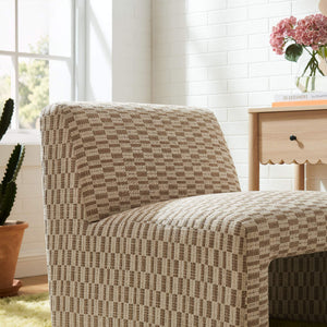 Modway Furniture Amita Modway Checked Woven Armless Accent Chair with Sled Base for Cozy Spaces Green EEI-7906-MIN