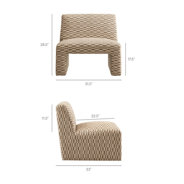 Modway Furniture Amita Modway Checked Woven Armless Accent Chair with Sled Base for Cozy Spaces Green EEI-7906-MIN