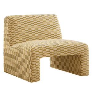 Modway Furniture Amita Modway Checked Woven Armless Accent Chair with Sled Base for Cozy Spaces Yellow EEI-7906-SNR